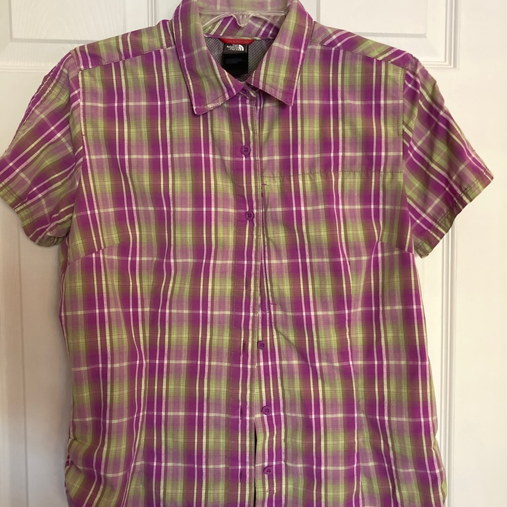 North Face pull string vapor wick short sleeve camp shirt